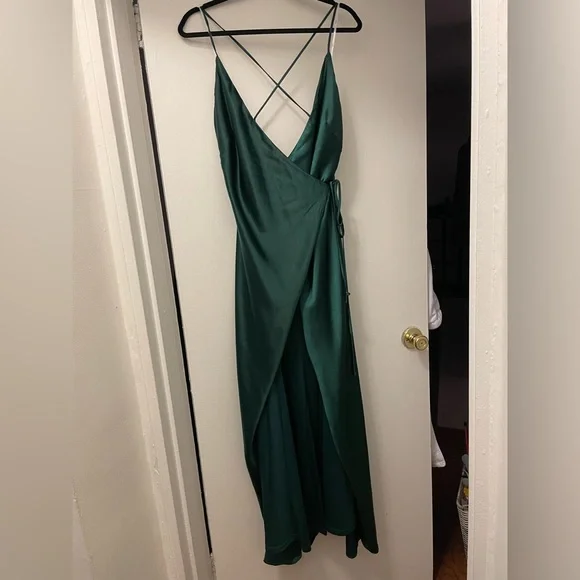 green emerald velvet dress Mismatched Dark-Green Sexy Side Slit Mermaid Soft Satin Long Bridesmai main image 1